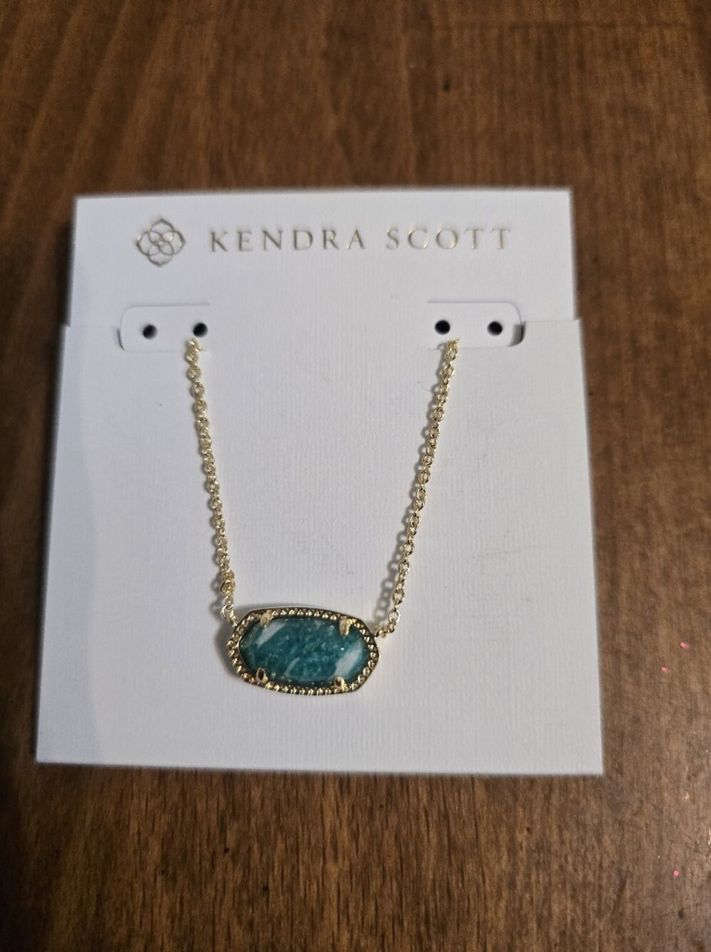 Kendra Scott Gold Necklace with Teal Stone